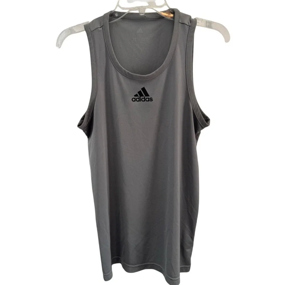 Adidas Mens Aeroready Performance Tank Top Grey Sleeveless Gym Shirt Size‎ S